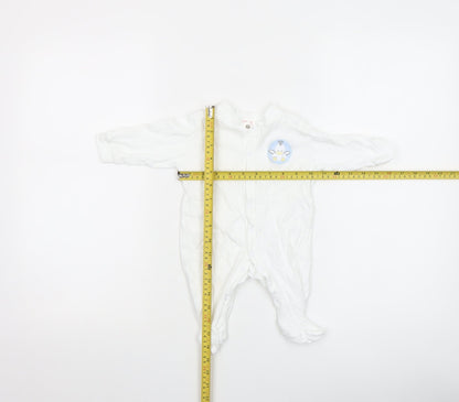 Bee Bo Unisex Baby White 0-3 Months Cotton Babygrow with Embroidered Animal Design