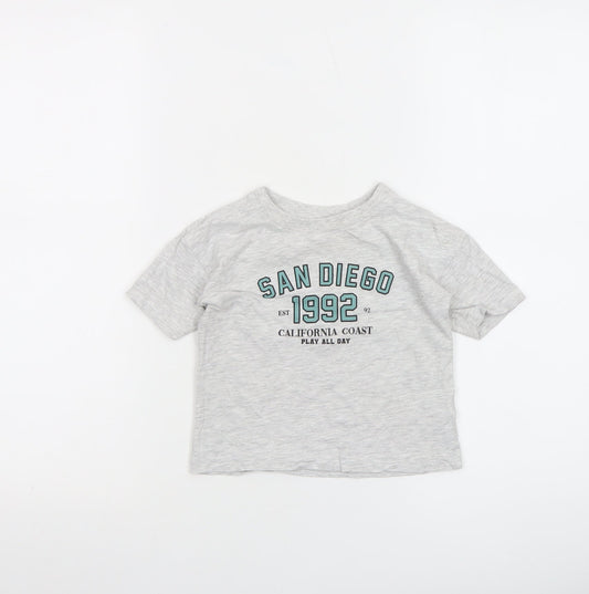 Dunnes Stores Grey San Diego Graphic T-Shirt 12-18 Months Unisex Cotton