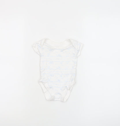 George Unisex Baby White Animal Print 0-3 Months Cotton Babygrow