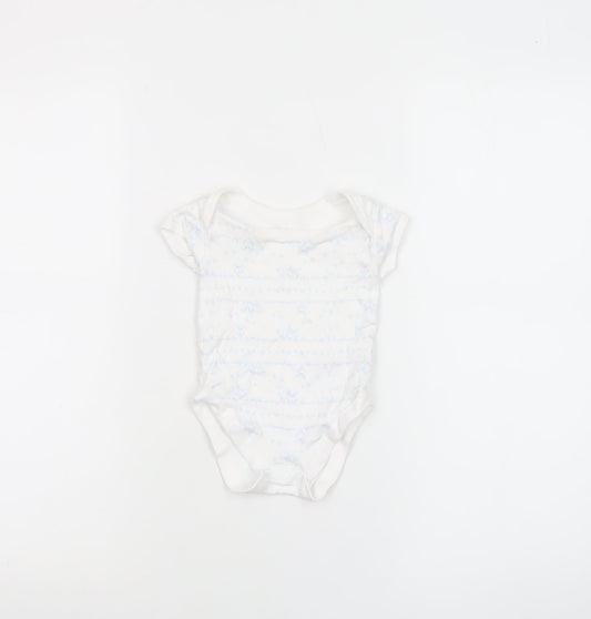 George Unisex Baby White Animal Print 0-3 Months Cotton Babygrow