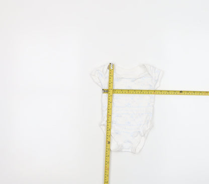 George Unisex Baby White Animal Print 0-3 Months Cotton Babygrow