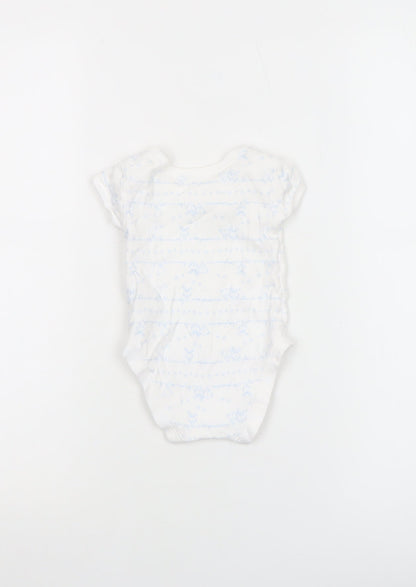 George Unisex Baby White Animal Print 0-3 Months Cotton Babygrow