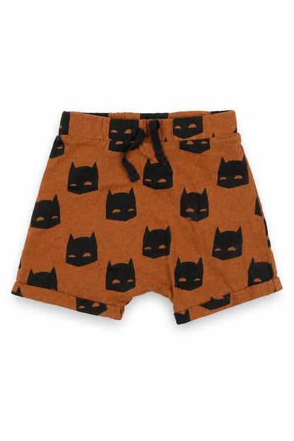 Front view of George boys’ brown batman print cotton shorts 12-18 months