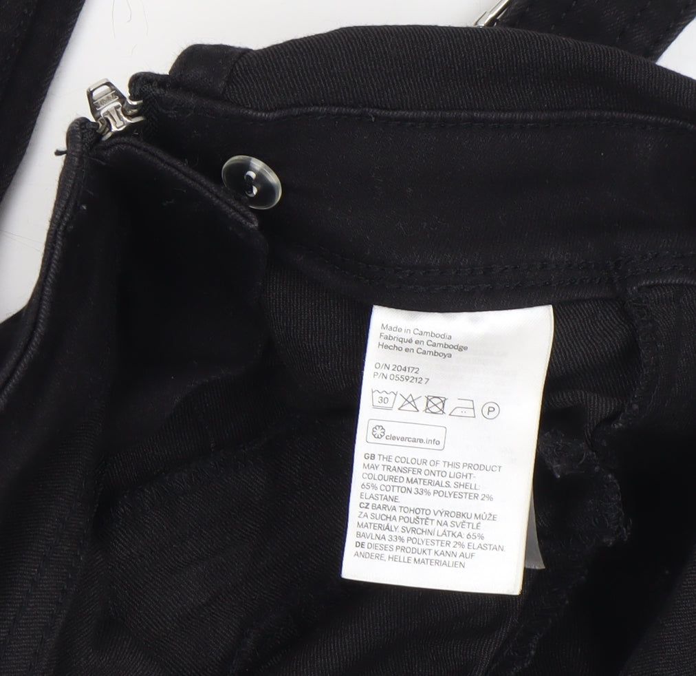 Womens UK Size 6 H&M One-Piece Black Dungaree