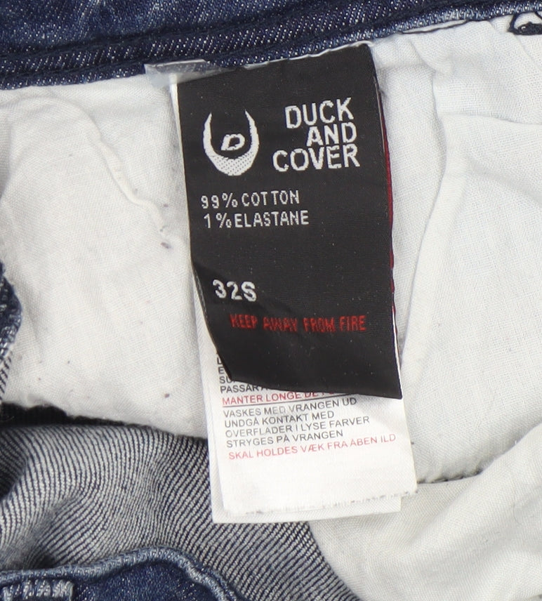 Mens UK Size 32S Duck and Cover Slim Fit Straight Blue Jeans
