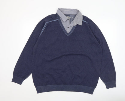 Mens UK Size L NEXT Blue Pullover Jumper