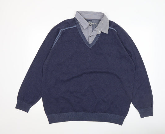 Mens UK Size L NEXT Blue Pullover Jumper