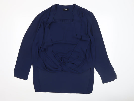 Womens UK Size M Wallis Blue Wrap Blouse