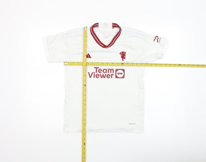 Adidas Boys White Football Jersey T-Shirt 7-8 Years Lightweight V-Neck