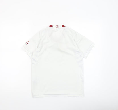 Adidas Boys White Football Jersey T-Shirt 7-8 Years Lightweight V-Neck