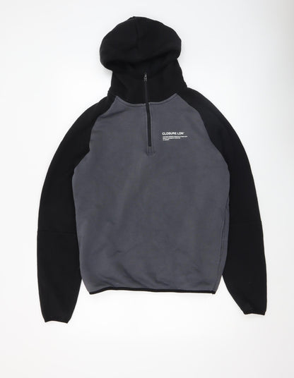 Mens UK Size M Closure London Grey 1/2 Zip Hoodie