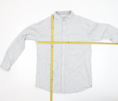 Dunnes Men’s Grey Striped Regular Fit Cotton Long Sleeve Shirt M