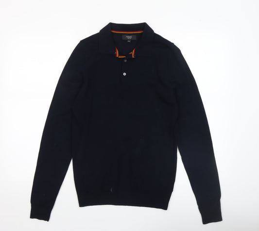 Mens UK Size XS NEXT Black Henley Jumper
