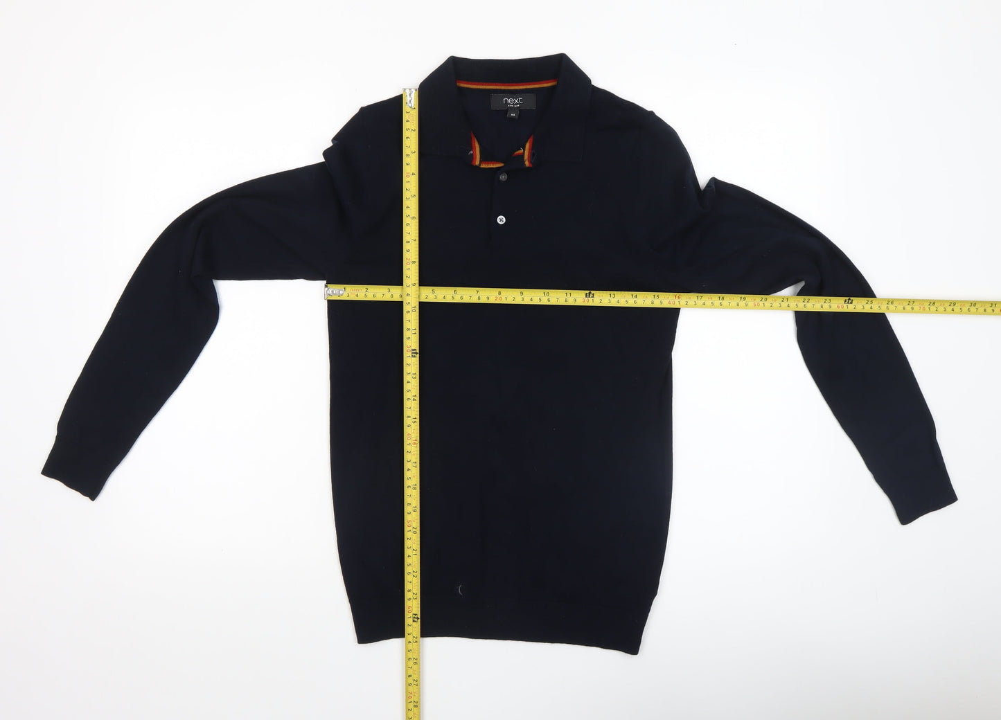 Mens UK Size XS NEXT Black Henley Jumper