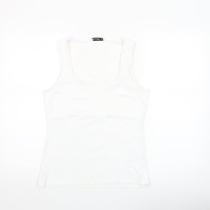 Womens UK Size M Gallery White Basic Tank