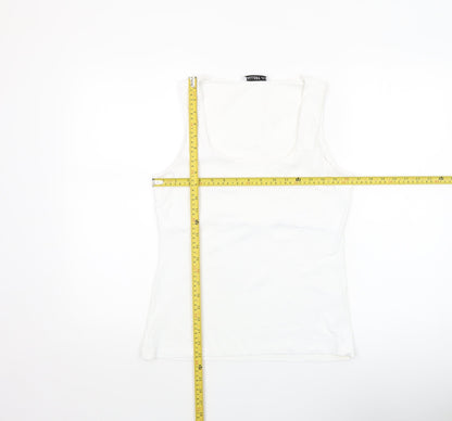 Womens UK Size M Gallery White Basic Tank