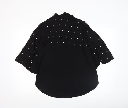 Womens UK Size 8 River Island Black Kimono Blouse