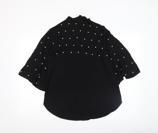 Womens UK Size 8 River Island Black Kimono Blouse