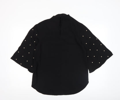 Womens UK Size 8 River Island Black Kimono Blouse