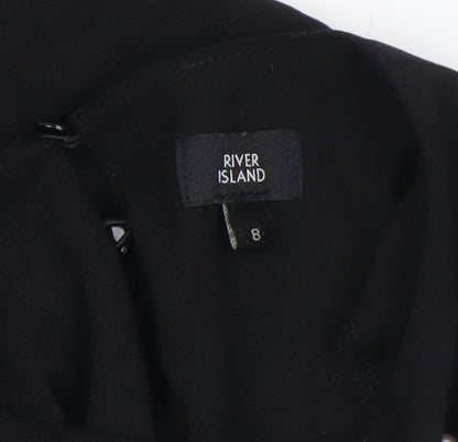Womens UK Size 8 River Island Black Kimono Blouse