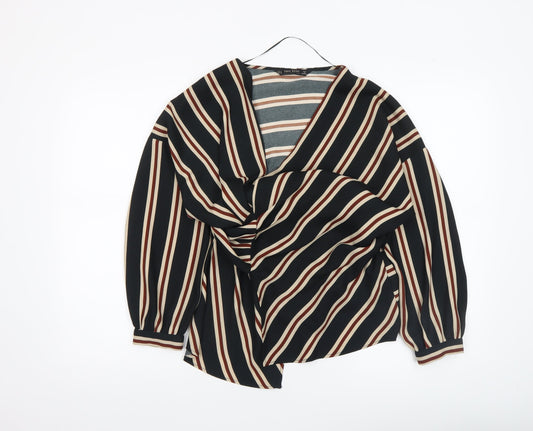 Zara Basic Women’s Multicoloured Striped Wrap Blouse Size S