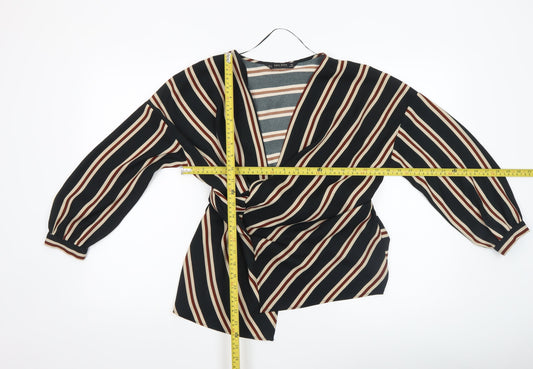 Zara Basic Women’s Multicoloured Striped Wrap Blouse Size S