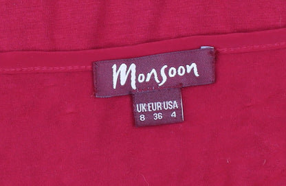 Womens UK Size 8 Monsoon Red Basic T-Shirt