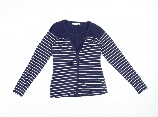 Womens UK Size S JoJo Maman Bébé Blue Basic Button-Up