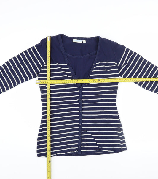 Womens UK Size S JoJo Maman Bébé Blue Basic Button-Up