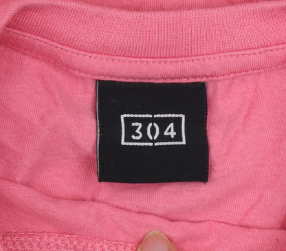 304 Men's Pink Long Sleeve Cotton Crew Neck Top M