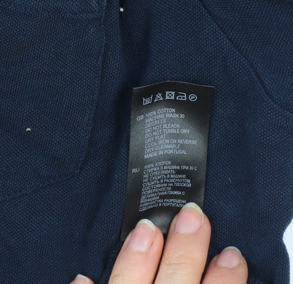 Reiss Men's Blue Long Sleeve Cotton Button-Up Polo Shirt Size M
