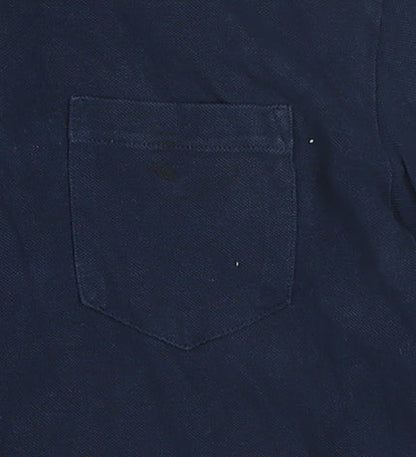 Reiss Men's Blue Long Sleeve Cotton Button-Up Polo Shirt Size M