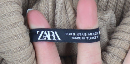 Womens UK Size S Zara Beige Vest Jumper