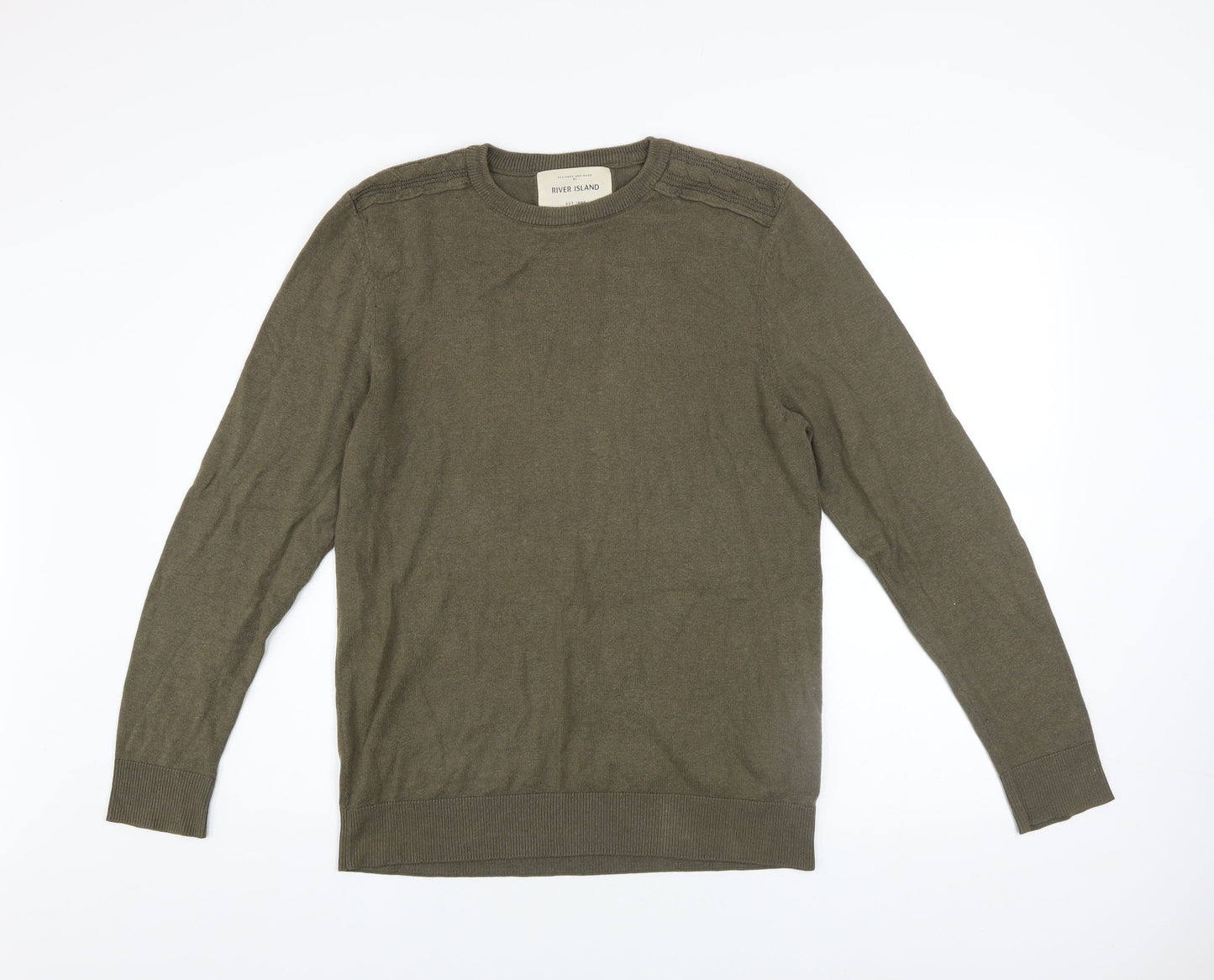 Mens UK Size S River Island Green Pullover Jumper