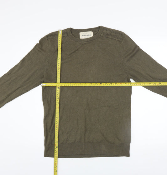 Mens UK Size S River Island Green Pullover Jumper