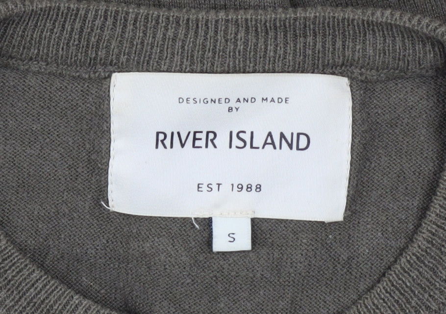 Mens UK Size S River Island Green Pullover Jumper