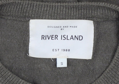Mens UK Size S River Island Green Pullover Jumper