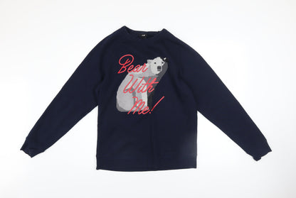 Womens UK Size S H&M Blue Pullover Sweatshirt