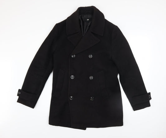 Mens UK Size 36 H&M Black Pea Coat