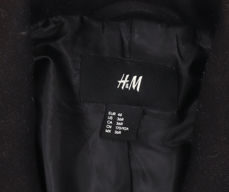 Mens UK Size 36 H&M Black Pea Coat