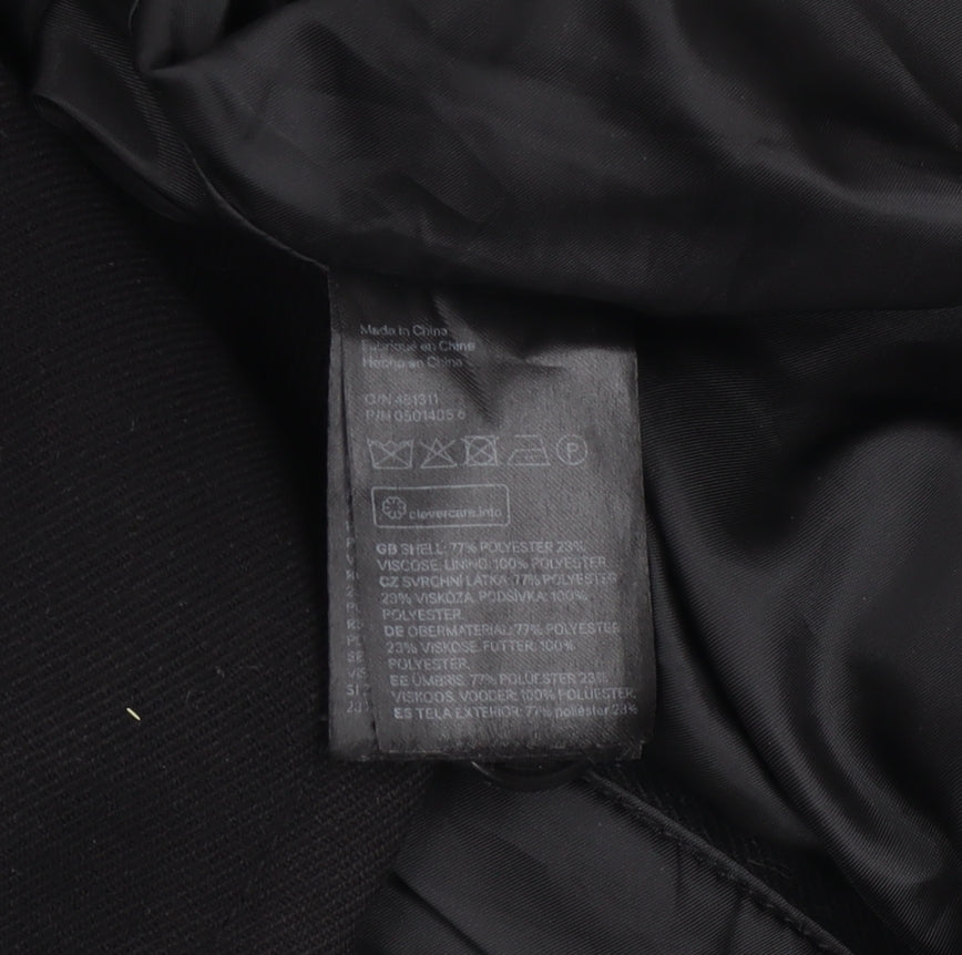 Mens UK Size 36 H&M Black Pea Coat