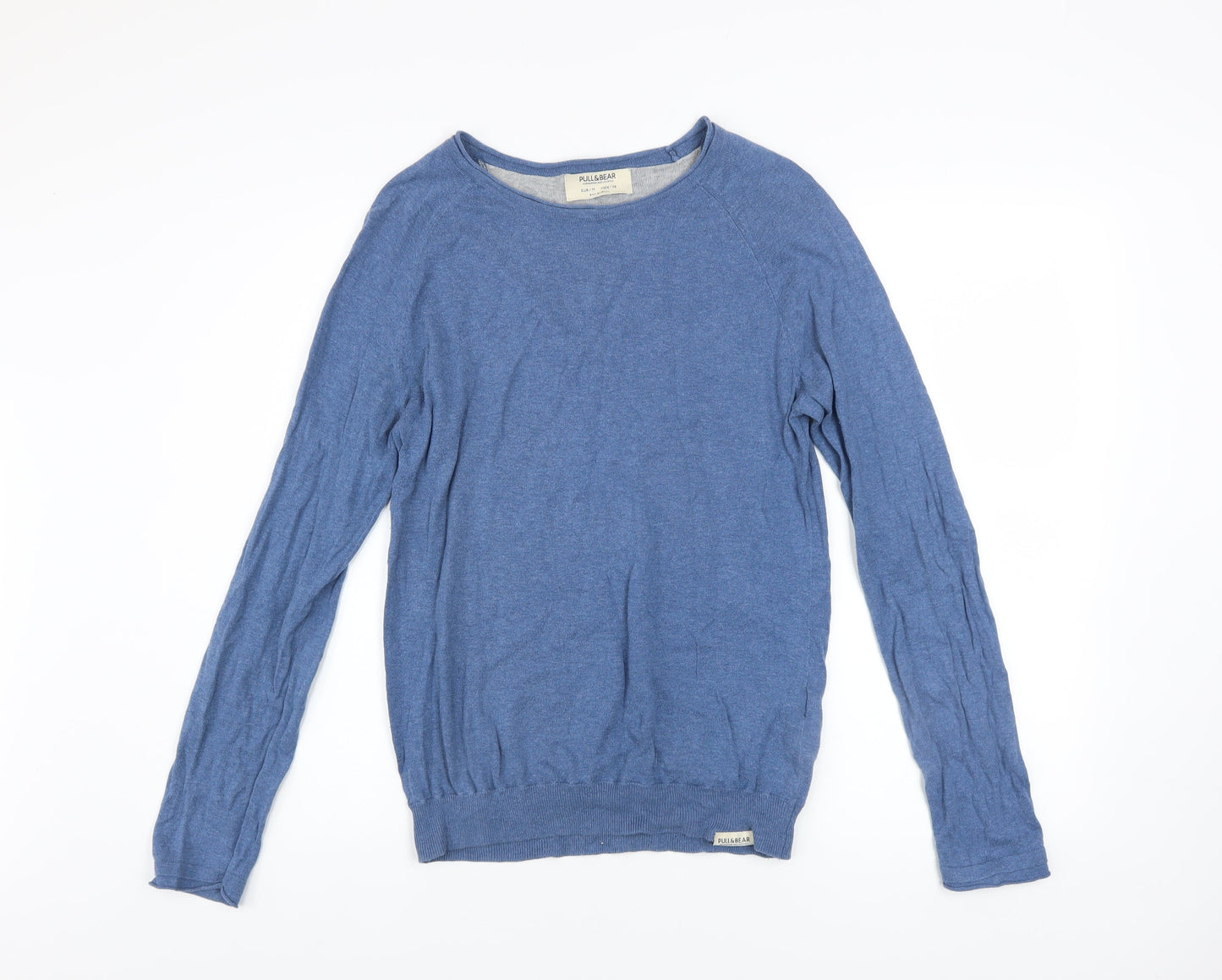 Mens UK Size M Pull & Bear Blue Pullover Jumper