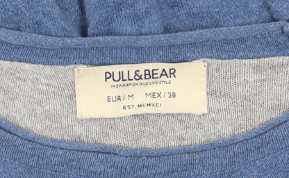 Mens UK Size M Pull & Bear Blue Pullover Jumper