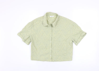 Girls UK Size 11-12 Years Marks and Spencer Green Cropped Button-Up
