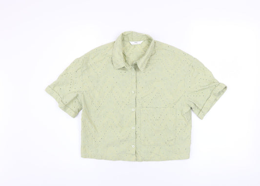 Girls UK Size 11-12 Years Marks and Spencer Green Cropped Button-Up