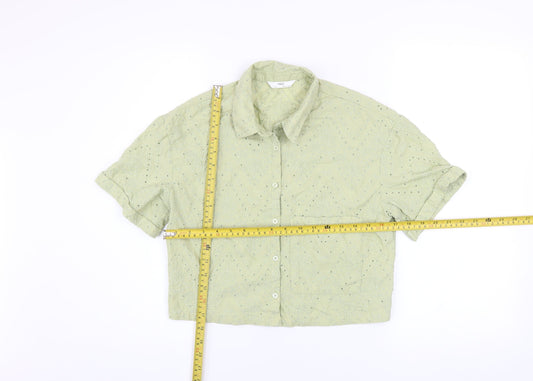 Girls UK Size 11-12 Years Marks and Spencer Green Cropped Button-Up