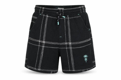River Island Boys Black Check Sweat Shorts 5-6 Years Drawstring Waist