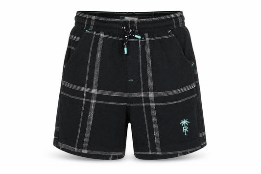 River Island Boys Black Check Sweat Shorts 5-6 Years Drawstring Waist