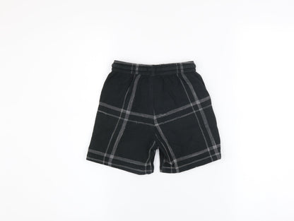 River Island Boys Black Check Sweat Shorts 5-6 Years Drawstring Waist