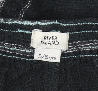 River Island Boys Black Check Sweat Shorts 5-6 Years Drawstring Waist